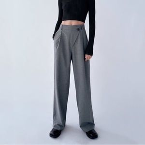 NWT ZARA Asymmetrical Zip Wide Leg Trouser